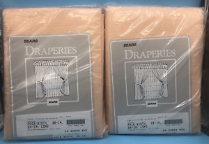Vintage Sears Draperies Light Peach Curtains 2 Pair 80 in. W 84 in. L UNOPENED