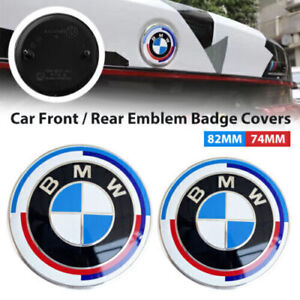 2PCS Front Hood & Rear Trunk (82mm & 74mm) Badge Emblem For BMW 50th Anniversary (For: 2017 BMW)