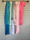 Lot of 10 Vtg USA Full Slips Gowns Nylon Lace Imperfect Craft Lot Blue Pink Teal