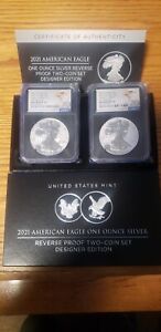 2021 American Eagle Silver ngc 70 Reverse Proof Two Coin Set Designer Edition