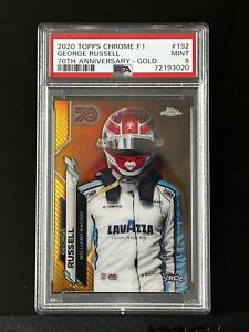 2020 Topps Chrome Formula 1 George Russell Gold 70th Anniversary PSA 9 #192