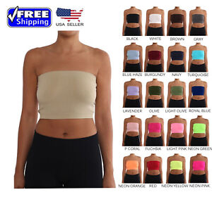 Seamless Tube Top Layering Bandeau Stretchable Spandex Bra REG and PLUS sizes