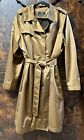 Dennis Basso Mid-Length Trench Coat Double Breasted Belted Bronze Sz 14 Satiny