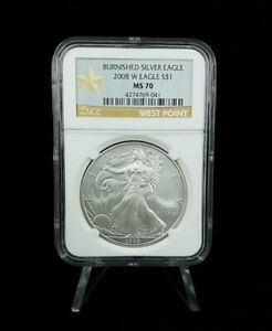 2008-W EAGLE S$1 NGC MS70 Burnished Silver Eagle West Point #0164