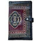 Leather Wallet Tooled Bifold Red Black Handcrafted Peru 7x4 Vintage 50s