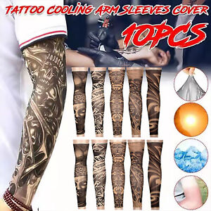 10 X Tattoo Cooling Arm Sleeves Cycling Basketball UV Sun Protection Men Women