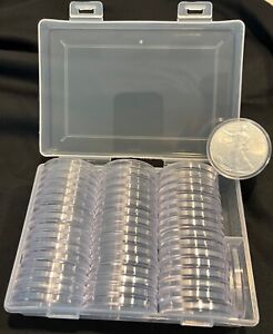 50 DIRECT FIT AIRTIGHT 40.6MM AMERICAN SILVER EAGLE 1 OZ COIN HOLDERS CAPSULES
