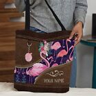 Personalized Flamingo Tote Bag Gift, Vintage Tropical Flamingo Women Hand Bag