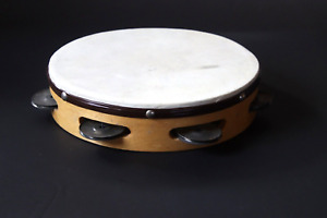Tambourine Vintage 8” Wood (6) Single Row Double Jingles
