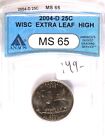 2004-D State Quarter Wisconsin Extra Leaf High ANACS MS-65 #5593