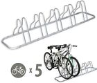 Simple Houseware 5 Bike Bicycle Floor Parking Adjustable Storage Stand, Silver