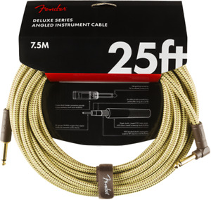Fender Deluxe TWEED Guitar/Instrument Cable, Straight-Right Angle, 25' ft