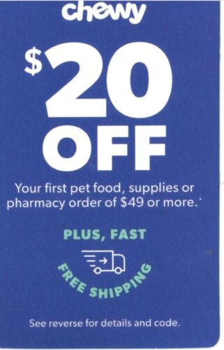 Chewy chewy.com $20 off first order of $49 or more, expires 6/30/24