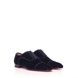 CHRISTIAN LOUBOUTIN 850$ Greggo Orlato Oxford Shoes Navy Blue Velvet