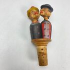 Anri? Carved Wooden Mechanical Cork Wine Bottle Stopper Topper Kissing Folk Art