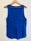 Torrid Womens Blouse Solid Blue Sleeveless V Neck Pocket Plus 0 XXL
