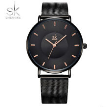 SHENGKE Black Steel Alloy Quartz Mechanism & Milanise Strap Watch