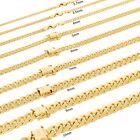 10K Yellow Gold Solid 2.7mm-10mm Miami Cuban Link Chain Necklace Bracelet 7