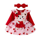 Baby Girls Spring Outfits Romper + Heart Suspender Skirt + Headband