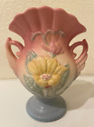 Vintage Hull Pottery Magnolia Vase #12 1940s 6 1/2 inches Double Swan Handle