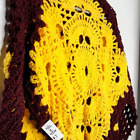 Hand Crotchet Poncho Yellow Brown Size Medium/Large Women's Jacket Shawl Soft