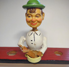ANRI Chef Stirs Bowl Bottle Stopper Carved Puppet Man Barware Vintage Mechanical