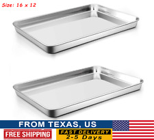 Stainless Steel Cookie Sheet Baking Pan Oven Tray Commercial Baking Sheet (2 Pc)