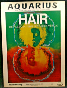 Vintage Sheet Music 1968 ~ Aquarius by Galt Mac Dermot ~ Hair 1960's Rock & Roll