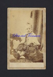 CDV Photo of Victorian Toddler Sitting by Pease Bros., Lee Massachusetts / MA