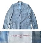 NWOT Samuelsohn Bennet Modern Suit Jacket Wool Italy Linen Silk Blue 42R Men