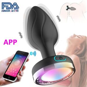 Anal Butt Plug LED Light Up Dildo Vibrator G-spot Massager Sex Toys for Women