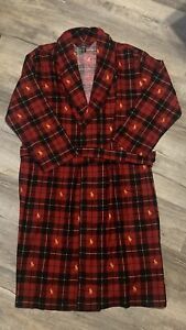 NEW Polo Ralph Lauren Men's Robe Size S/M Red Plaid Collar with Pockets & Belt