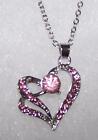 CRYSTAL PINK HEART LOVE pendant 925 Sterling SILVER 18