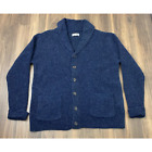 Men Line of Trade Shetland Wool knit blue button cardigan sweater, XL