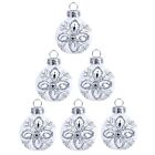 SET OF 6 Glass Christmas Ornaments Miniature Glass Bauble Ornaments,Silver White
