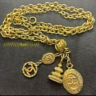 CHANEL Necklace AUTH Coco CC chain Rare Pendant Vintage Gold Old Choker MEDAL FS