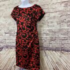 Venus Dress Womans Size 8 Red Black Animal Print Short Sleeve Knee Length