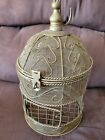Large Vintage Brass Bird Cage Hanging Rare Lifting Dome Type with Door
