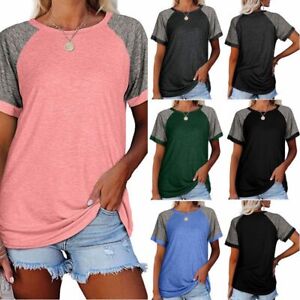Women Short Sleeve Crew Neck Casual Blouse T-Shirt Loose Tunic Tops Tee Summer