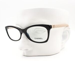 Chanel 3287-Q 817 Eyeglasses Glasses Black / Ivory Quilted 54-17-140