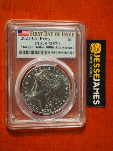 New Listing2021 $1 CC PRIVY SILVER MORGAN DOLLAR PCGS MS70 FIRST DAY OF ISSUE CARSON CITY