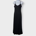 VTG 90s Y2K bebe Size 2 Small Long Slip/Dress Solid Black Lace Trim Maxi Grunge