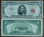 1963 Red  $5 Five Dollar Bill Circulated, stained, wavy