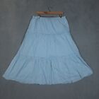 Classic Elements Maxi Skirt Women's Large Petite Blue Ruffled Floral Embroidered