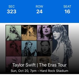 (2) Tickets Taylor Swift ERAS Tour 10/20/2024 Hard Rock Stadium Miami FL