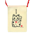 Japanese Kinchaku Drawstring Money Pouch Purse Bag Maneki Neko Cat Made in Japan