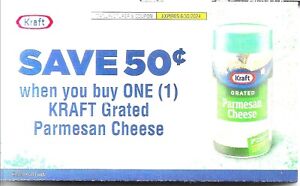 KRAFT Parmesan Cheese Manufacturer's Coupons Lot of (10) Save 50 CENTS OFF ANY 1