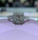 2Ct Lab Created Diamond Halo Engagement Wedding Ring 14K White Gold Finish