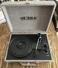Victrola Journey+ Suitcase Bluetooth Record Player 3 Speed Turntable Gray Tweed