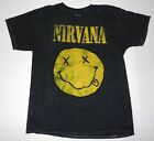 Nirvana Smiley Graphic Black Washed Tee Shirt New